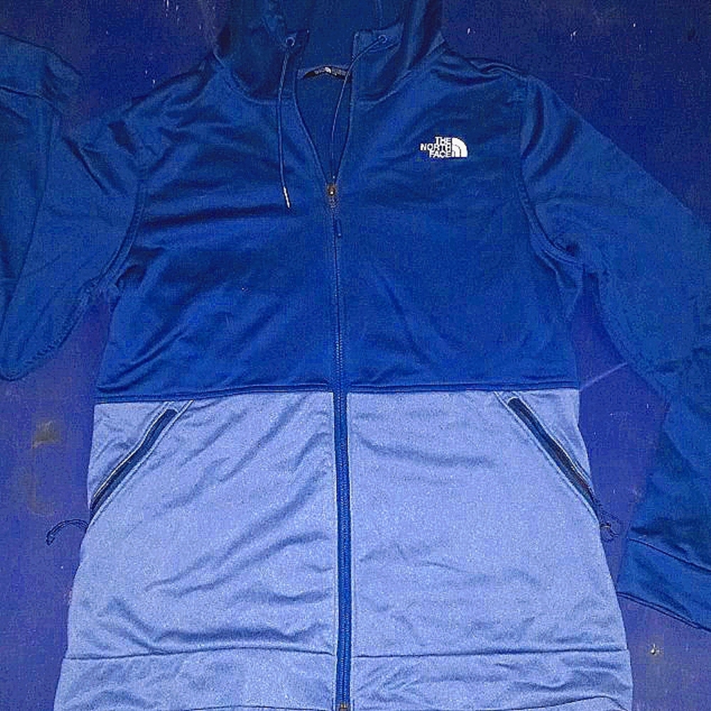 Large North Face Bluish Green Zip Up Hoodie